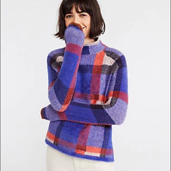 Ann Taylor Sweaters - Ann Taylor Plaid Jacquard Sweater M